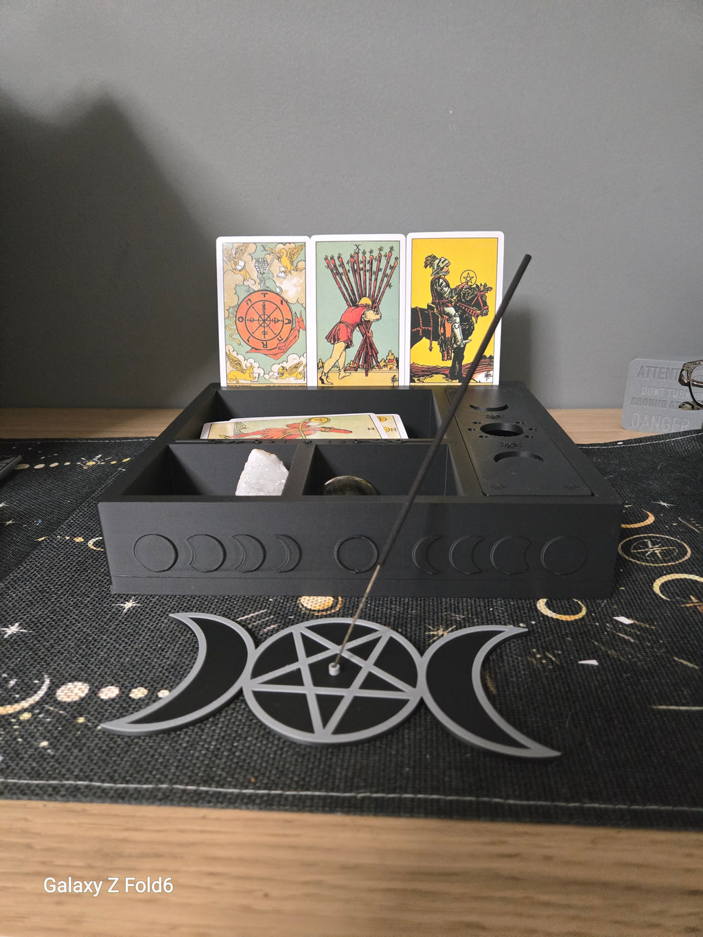Large Moon Phase Tarot & Ritual Box & Triple Moon Incense Holder