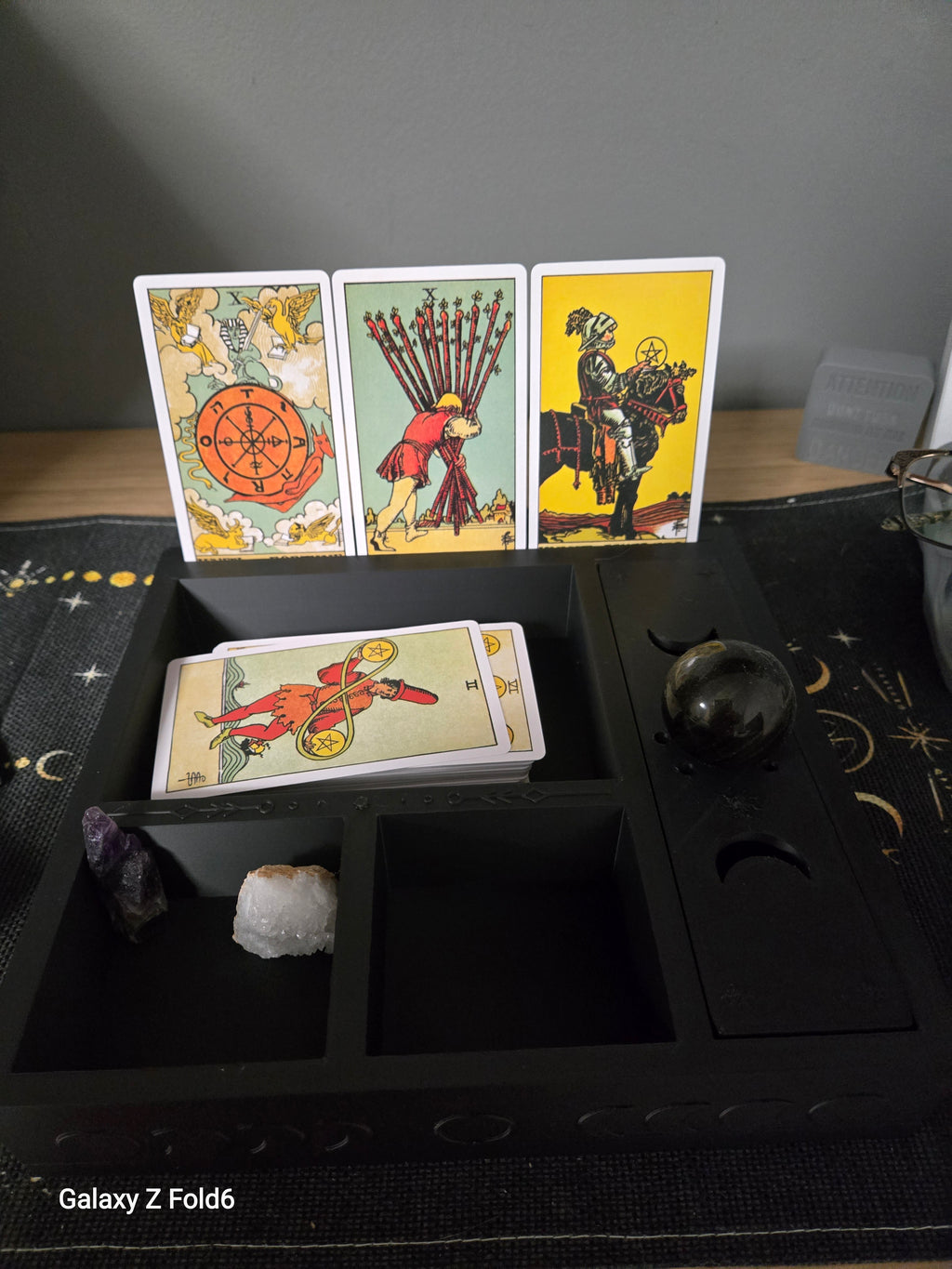 Large Moon Phase Tarot & Ritual Box & Triple Moon Incense Holder