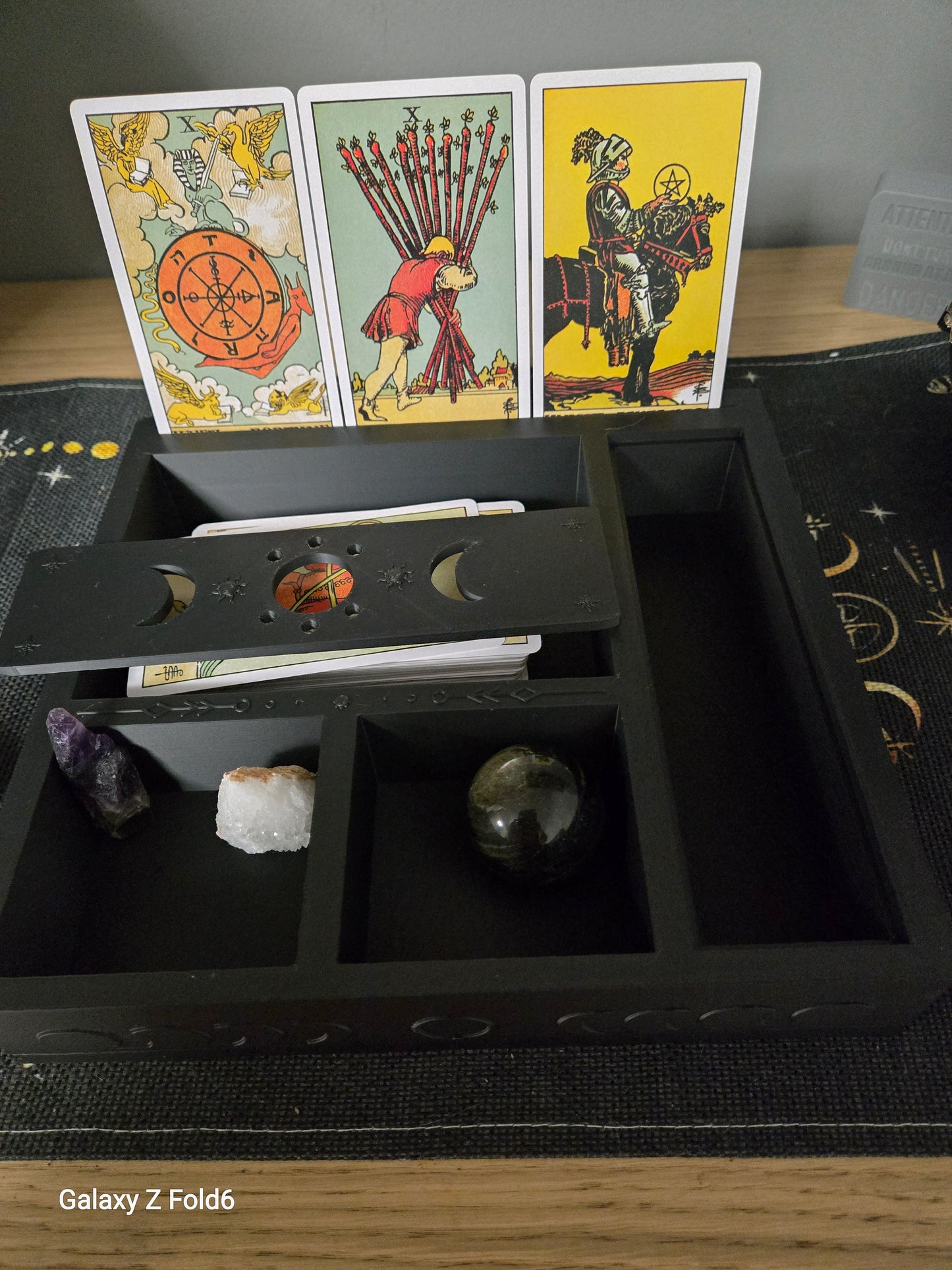 Large Moon Phase Tarot & Ritual Box & Triple Moon Incense Holder